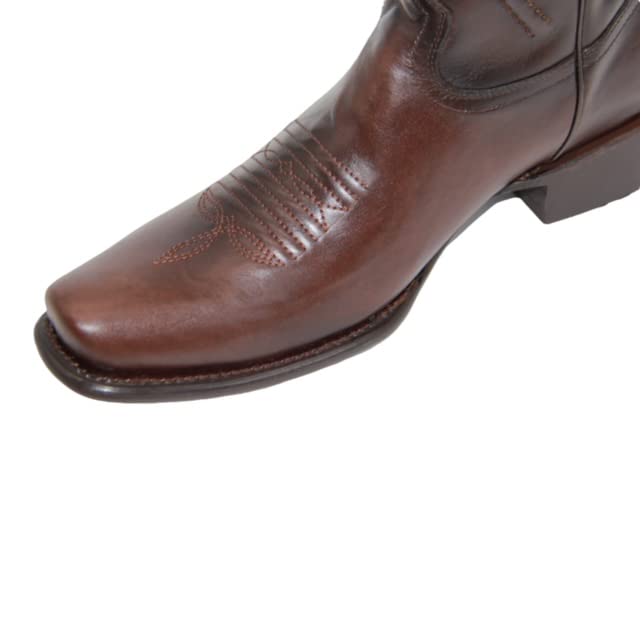 Men's Genuine Leather Dress Cowboy Boot Mid Calf