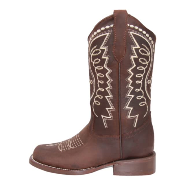 Women’s Dark Brown Leather Mid Calf Western Boot