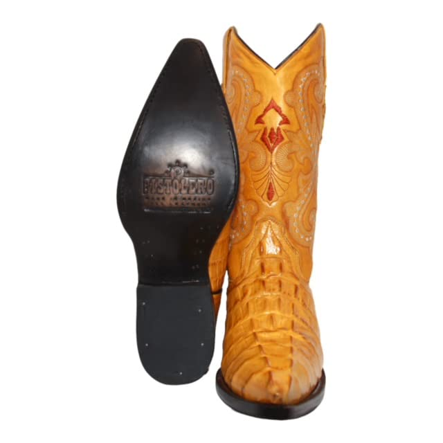 Mens Crocodile Alligator Print Leather Snip Toe Western Boots