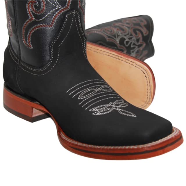 Men's Genuine Leather Square Toe Cowboy Boot