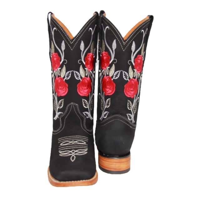 Women's Rose Embroidered Western Leather Boot