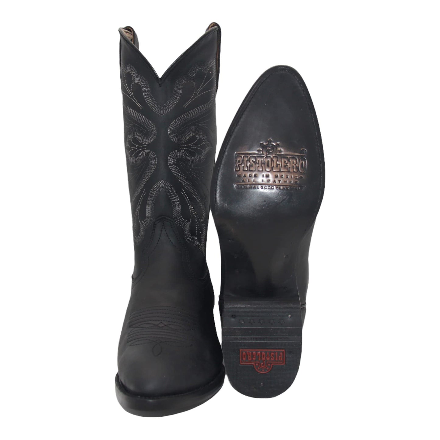 Men’s Genuine Leather Round Toe Embroidered Mid Calf Cowboy Boot