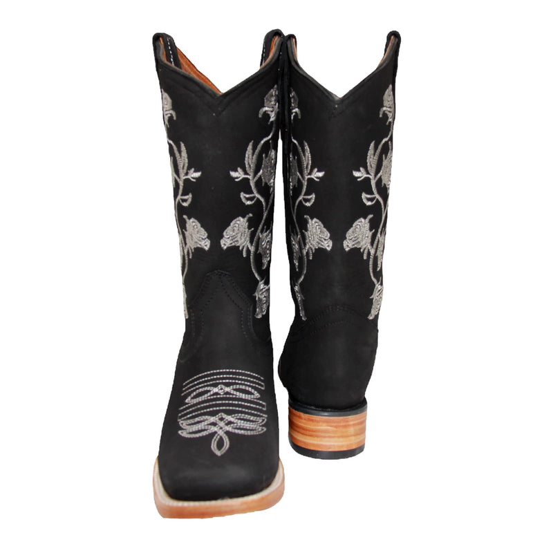 Women's Rose Embroidered Western Leather Boot