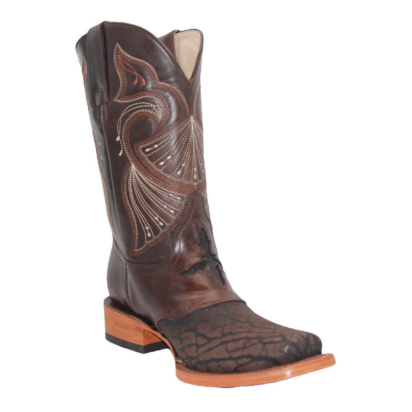Mens Leather Square Toe Brown Dress Cowboy Boot