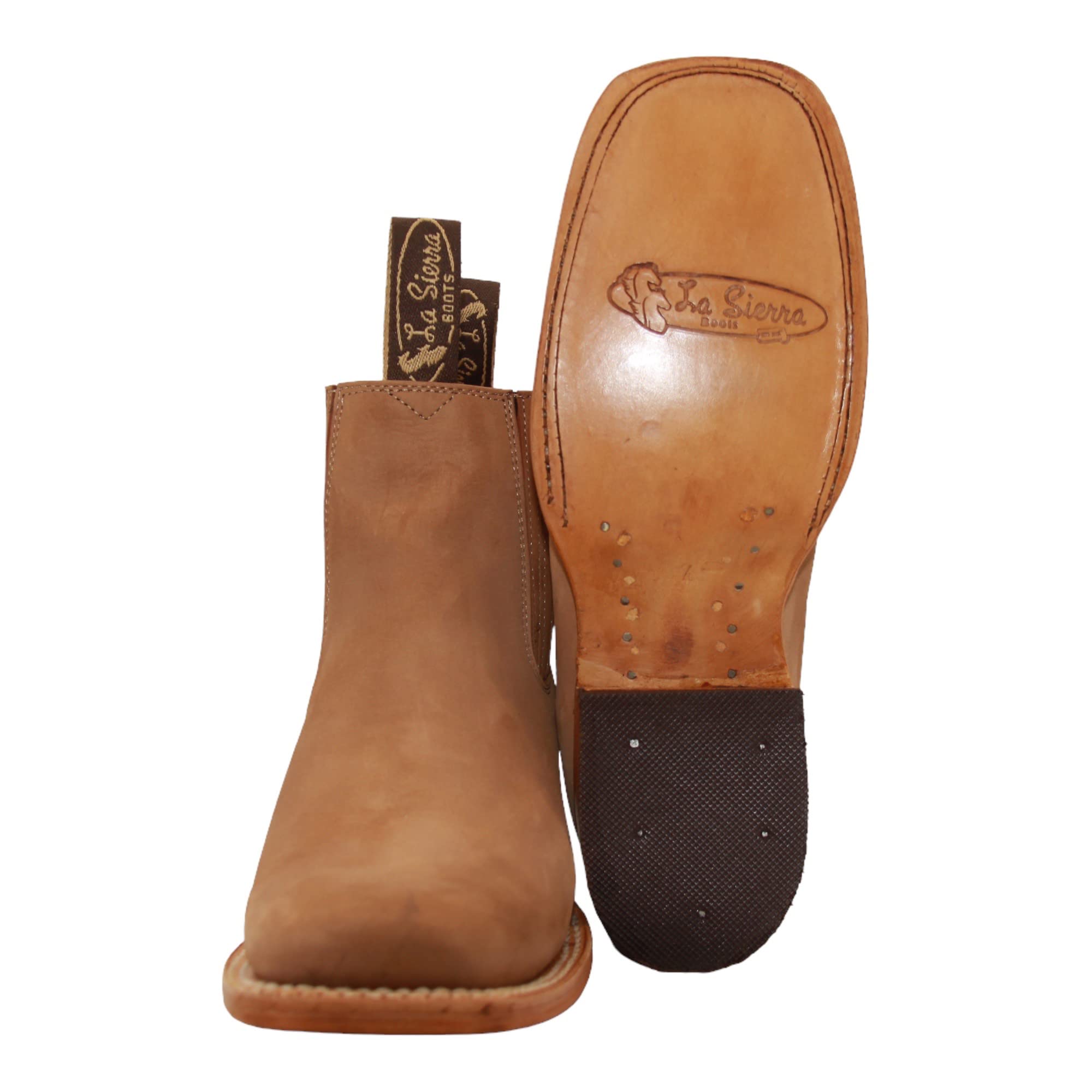 Women's Leather Short Ankle Cowboy Boots, Low Heel Western Bootie