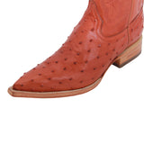 Men’s Leather Ostrich Print Snip Toe Cowboy Boot
