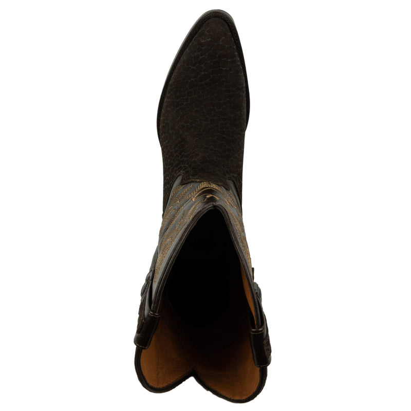 Mens Genuine Bull Neck Leather Cowboy Boot