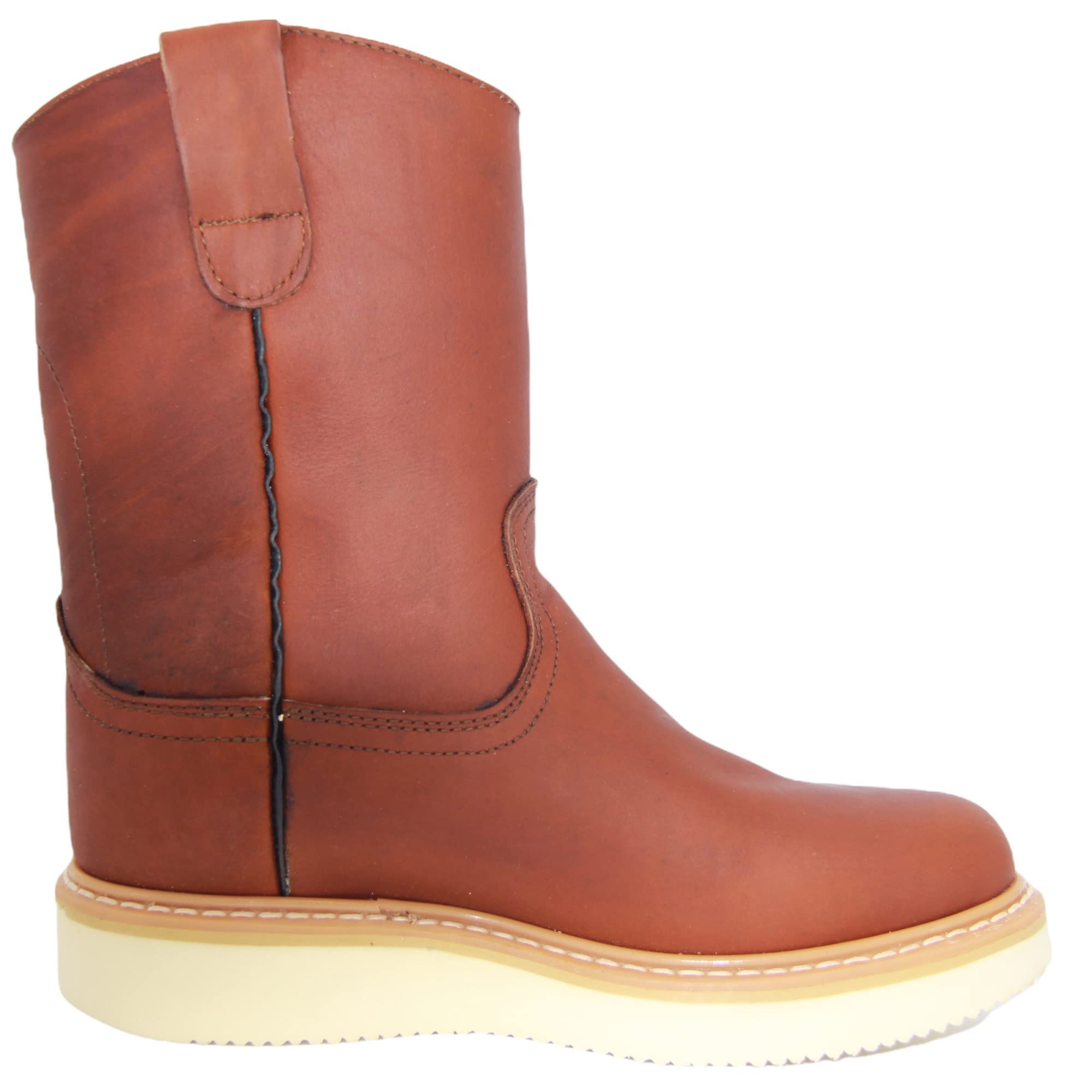 Men's Pull On Genuine Leather Brown 9” Work Boot