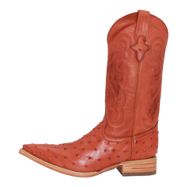 Men’s Leather Ostrich Print Snip Toe Cowboy Boot