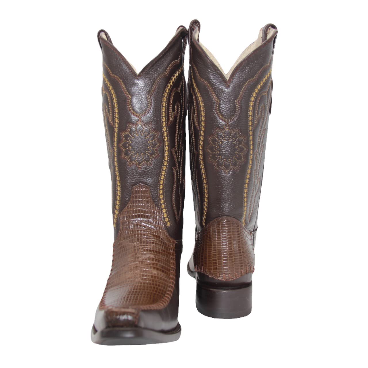 Men’s Genuine Leather Lizard Print Mid Calf Dress Cowboy Boots