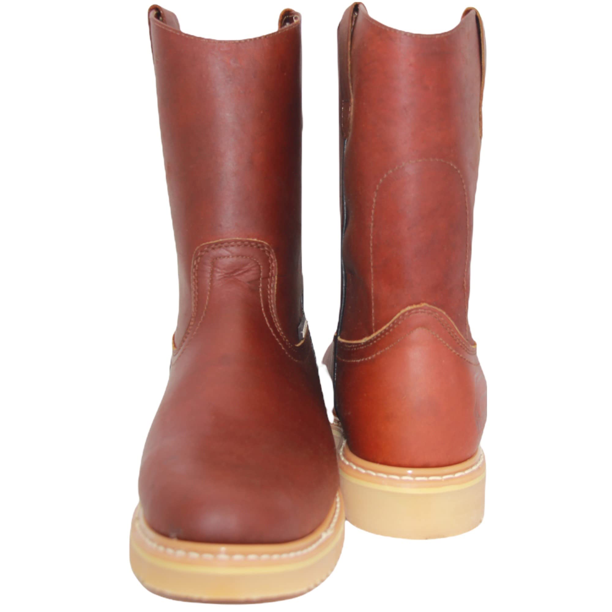 Men's 9" Pull-On Leather Soft Toe Work Boot Brown