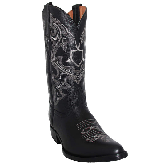 Mens Genuine Leather J Toe Black Western Boot