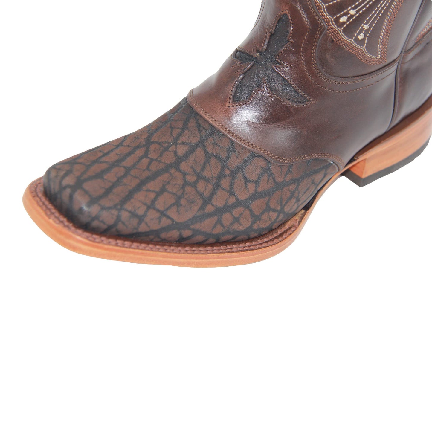 Mens Leather Square Toe Brown Dress Cowboy Boot