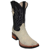 Men's Leather Snake Skin Print Square Toe Cowboy Boot