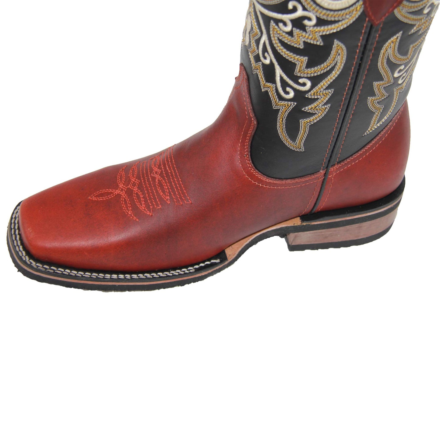 Mens Genuine Leather Cowboy Square Toe Western Rodeo Boots