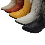 Men's Embossed Ostrich Quill Print Cowboy Boot