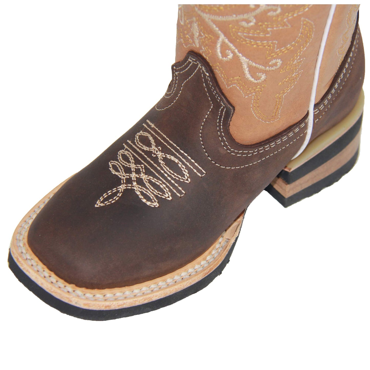 Kids Genuine Leather Square Toe Cowboy Boot (Toddler/Little Kid)