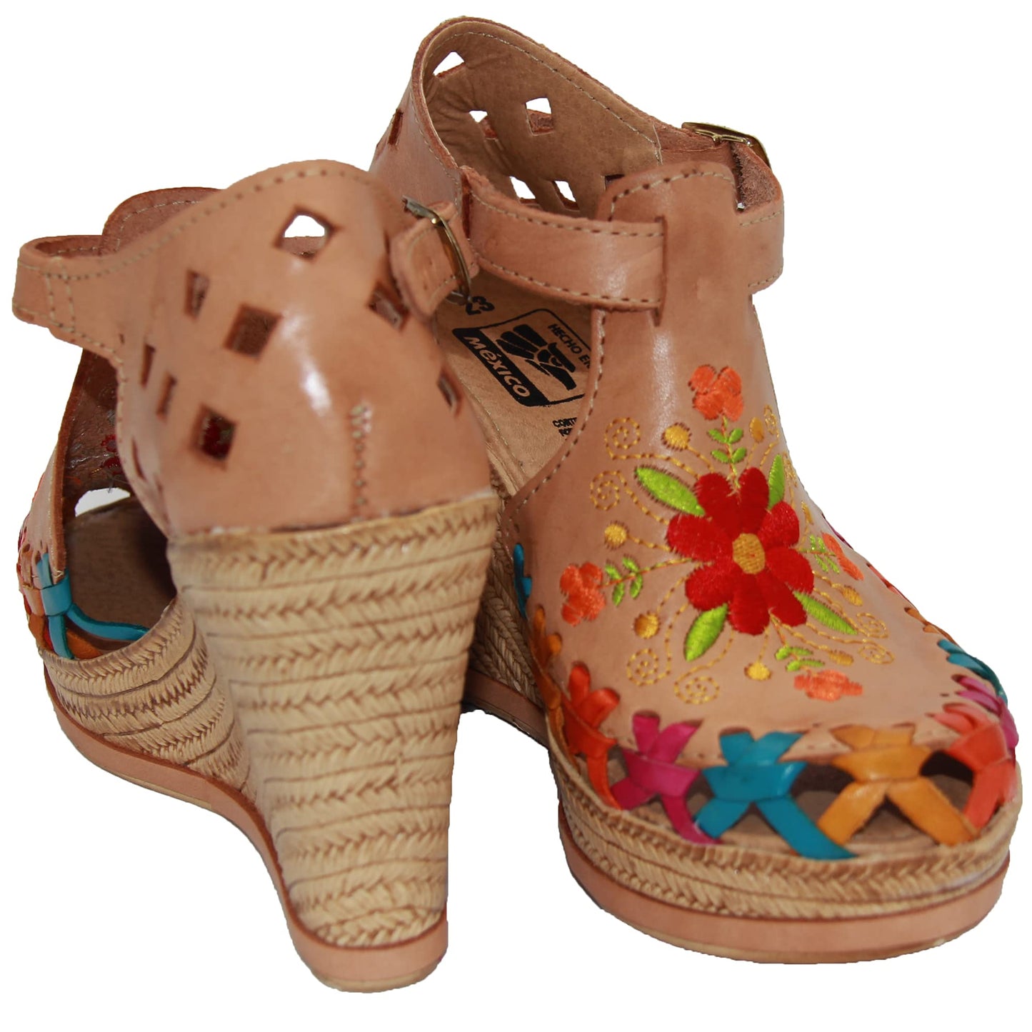 Women's Leather Mexican Huarache Wedge Sandal