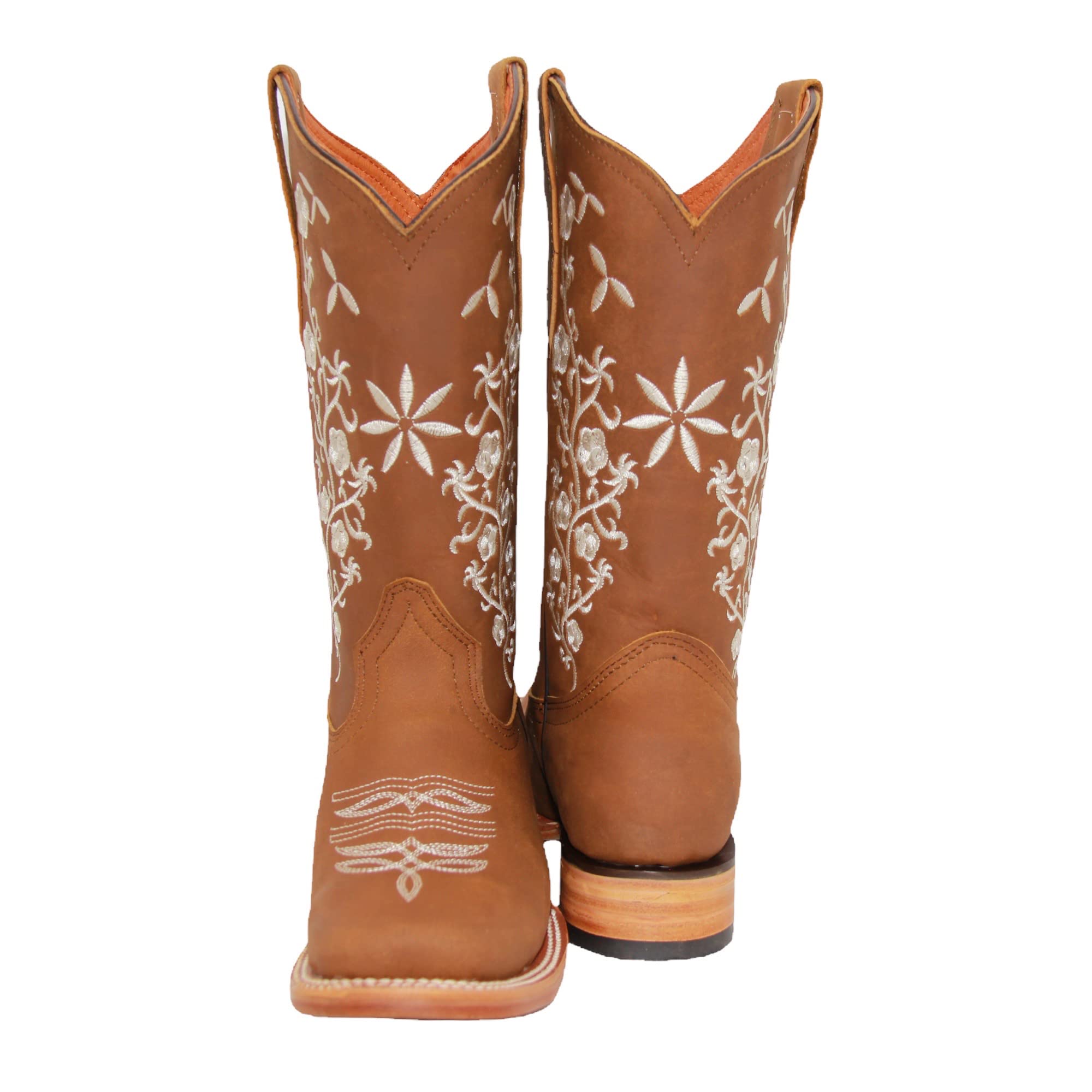 Women’s Cowgirl Cowboy Boot Floral Embroidered Square Toe Mid-Calf Western Boot