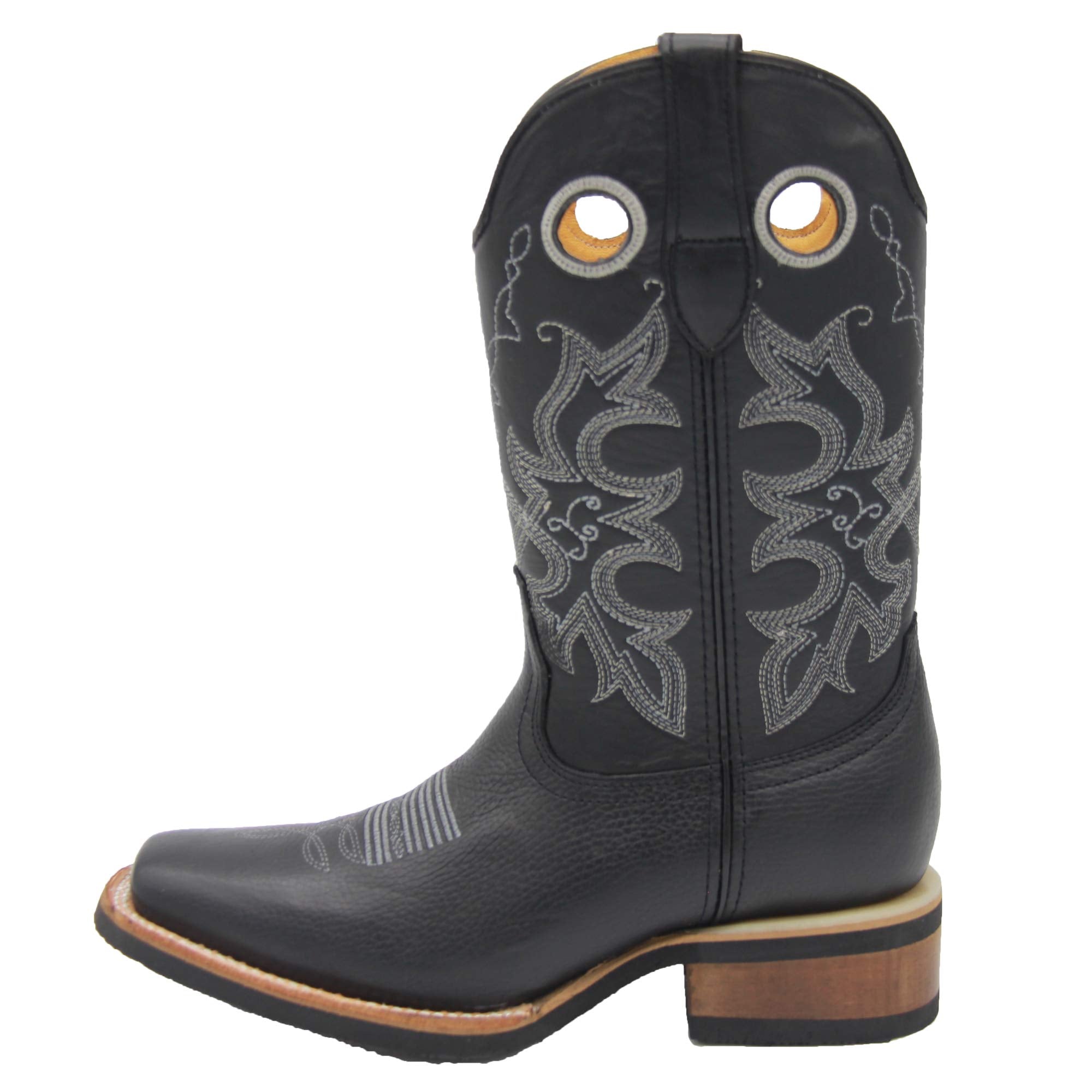 Mens Genuine Leather Cowboy Square Toe Rodeo Boots with Free Belt