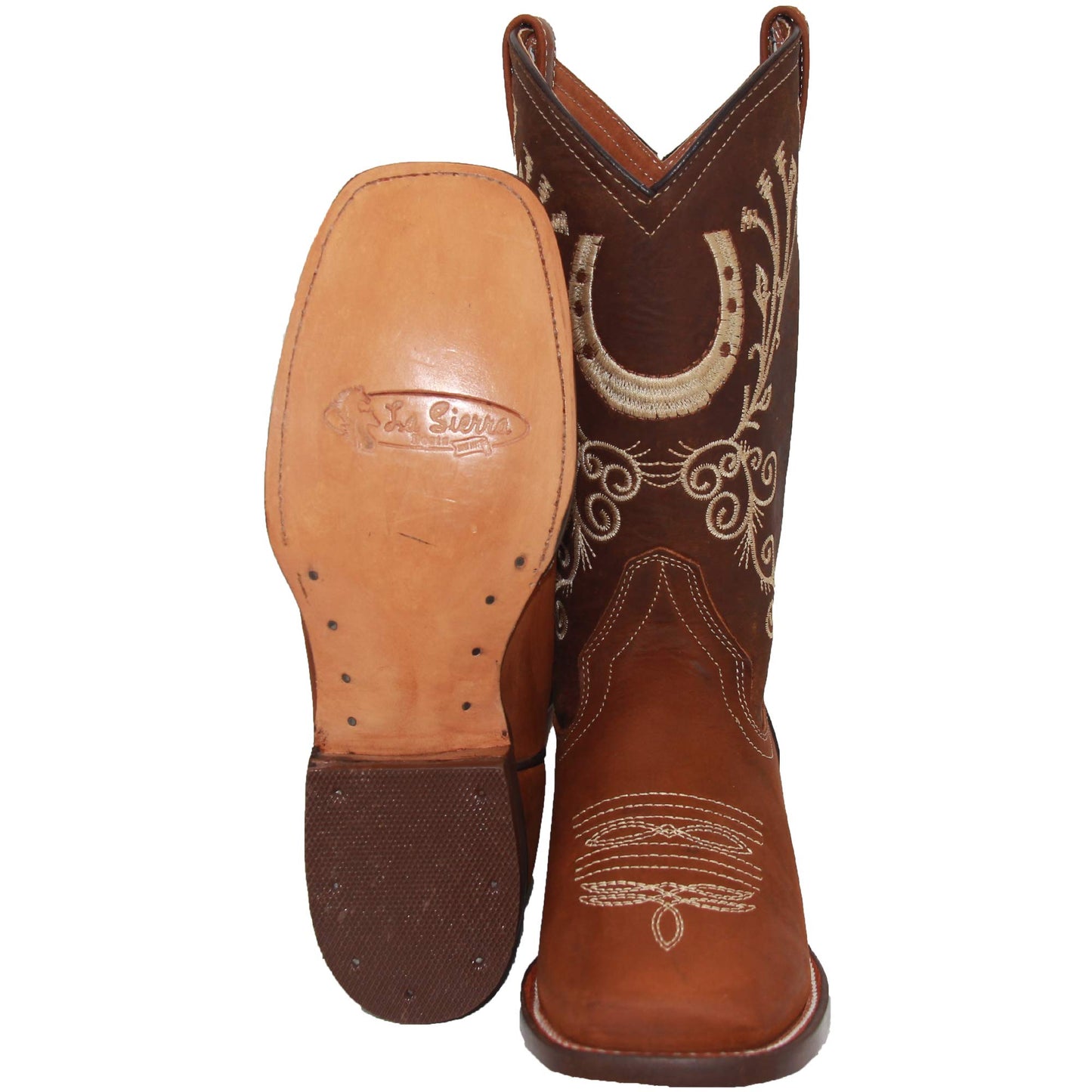 Women’s Leather Horse Shoe Stitched Cowboy Boots