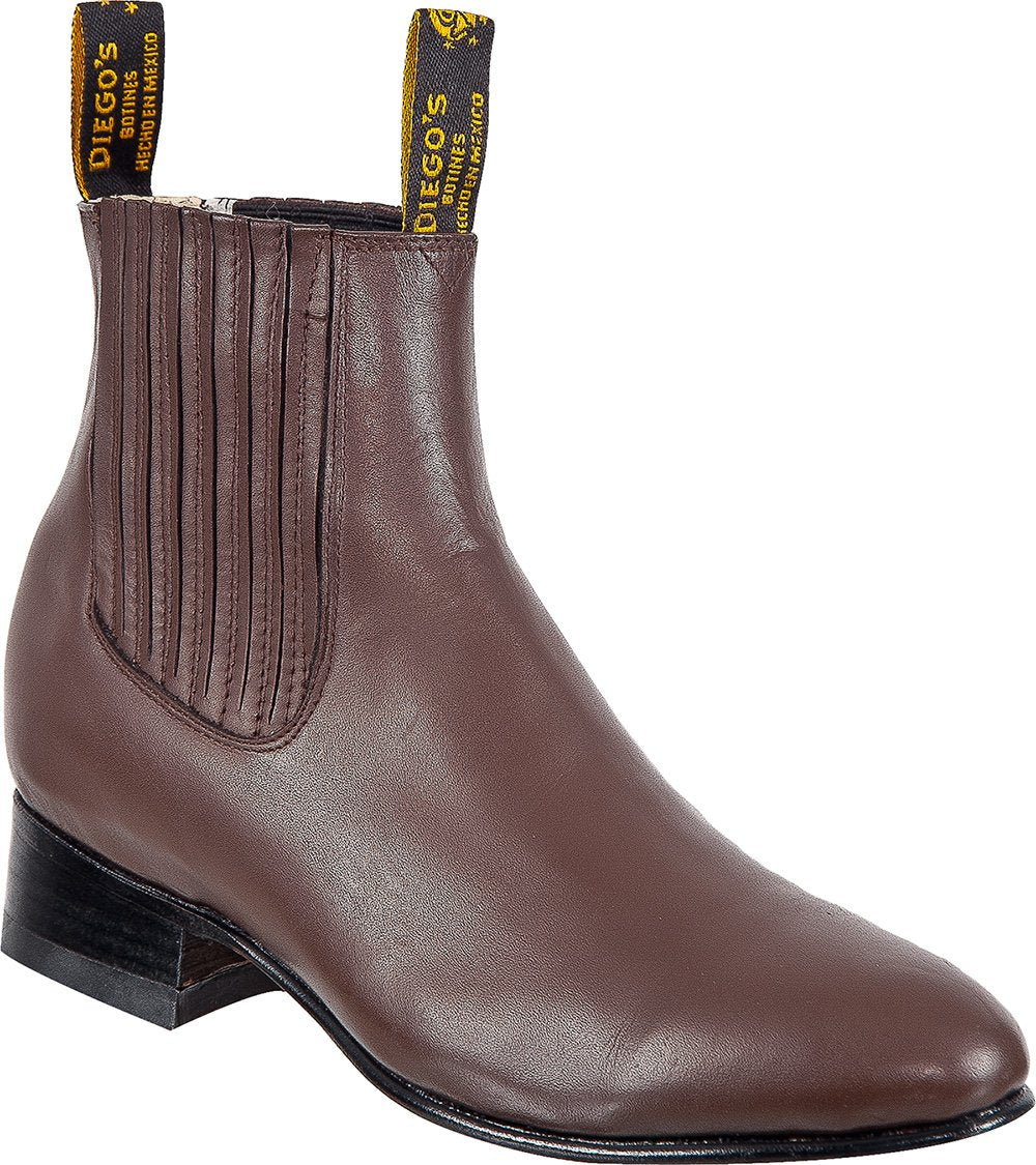 Men's Genuine Leather Classic Short Ankle Smooth Leather Cowboy Western Boot