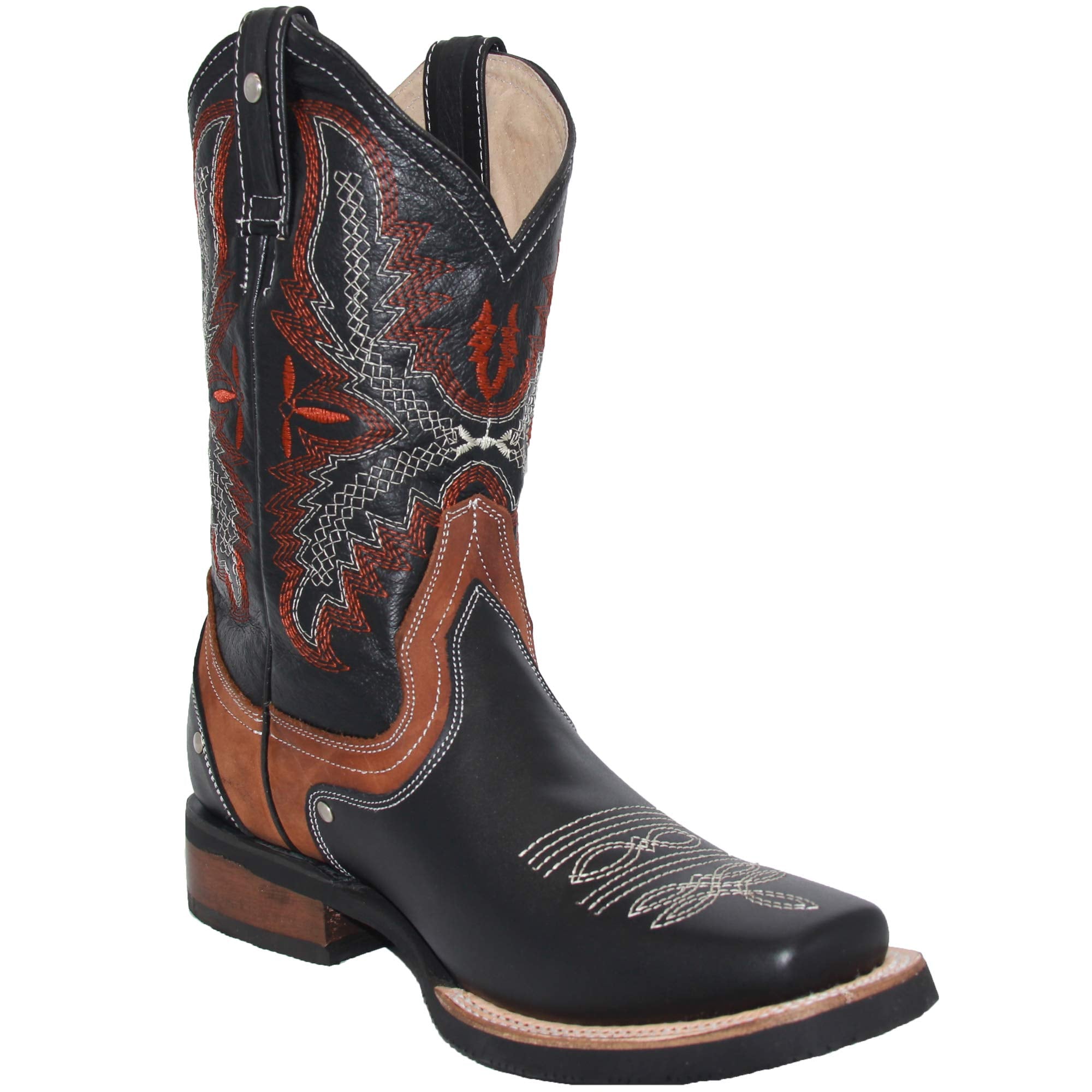Men's Genuine Leather Square Toe Cowboy Rodeo Western Boots