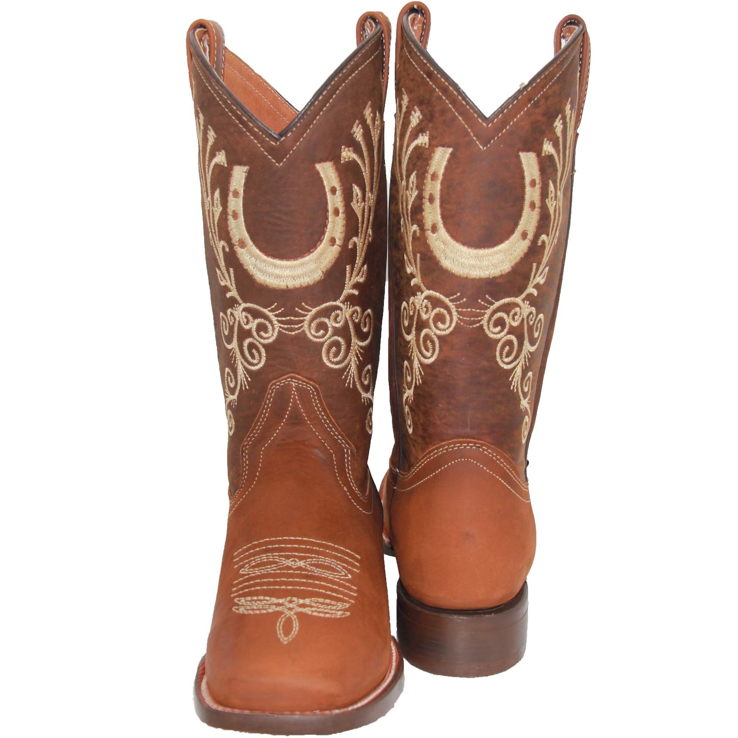 Women’s Leather Horse Shoe Stitched Cowboy Boots