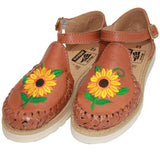 Women's Brown Leather Sunflower Huarache Sandal