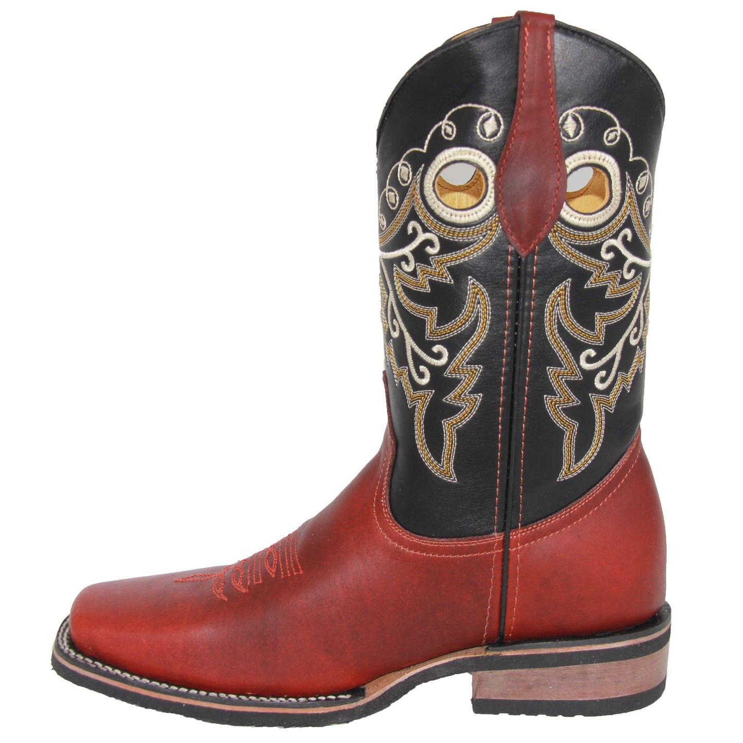 Mens Genuine Leather Cowboy Square Toe Western Rodeo Boots