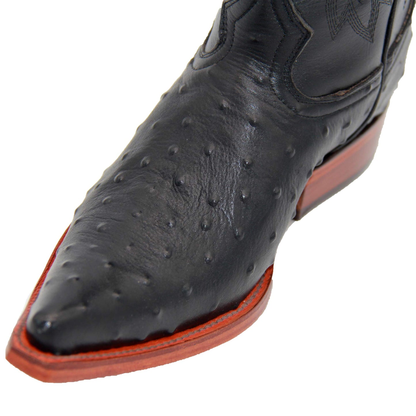 Mens Leather Ostrich Snip Toe Western Cowboy Boots