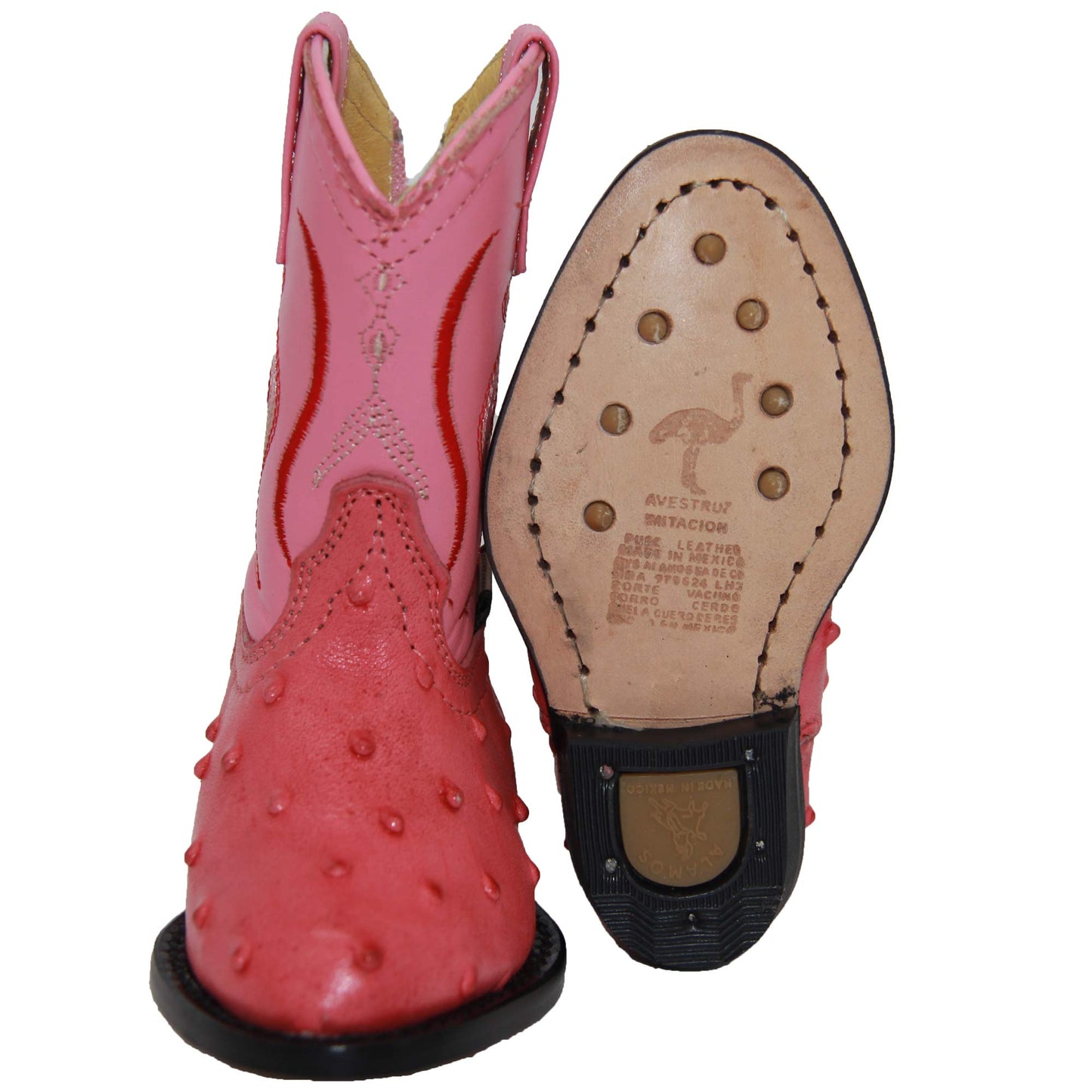 Infant Toddler Oval Toe Ostrich Print Cowboy Boot