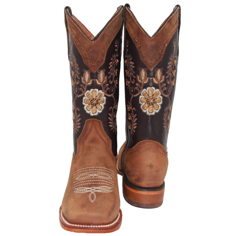 Womens Western Floral Square Toe Cowboy Boot