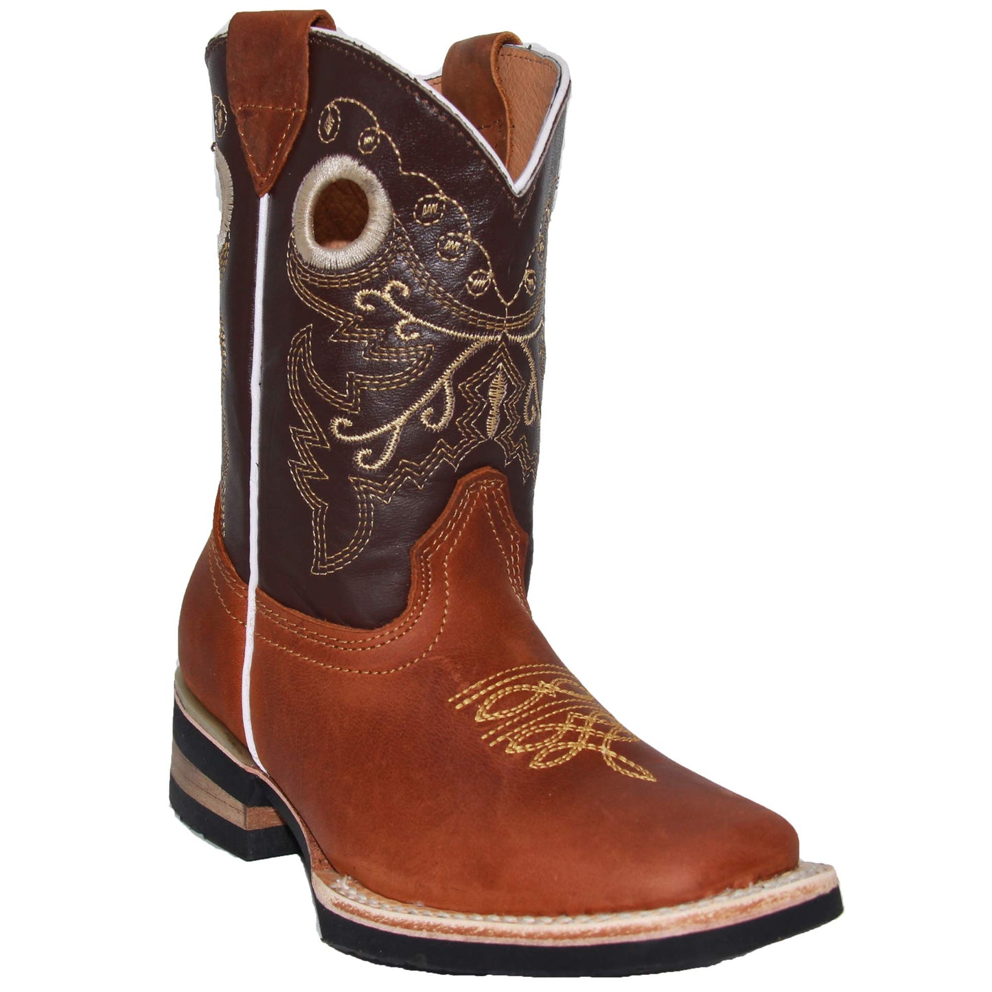 Kids Genuine Leather Square Toe Cowboy Boot (Toddler/Little Kid)