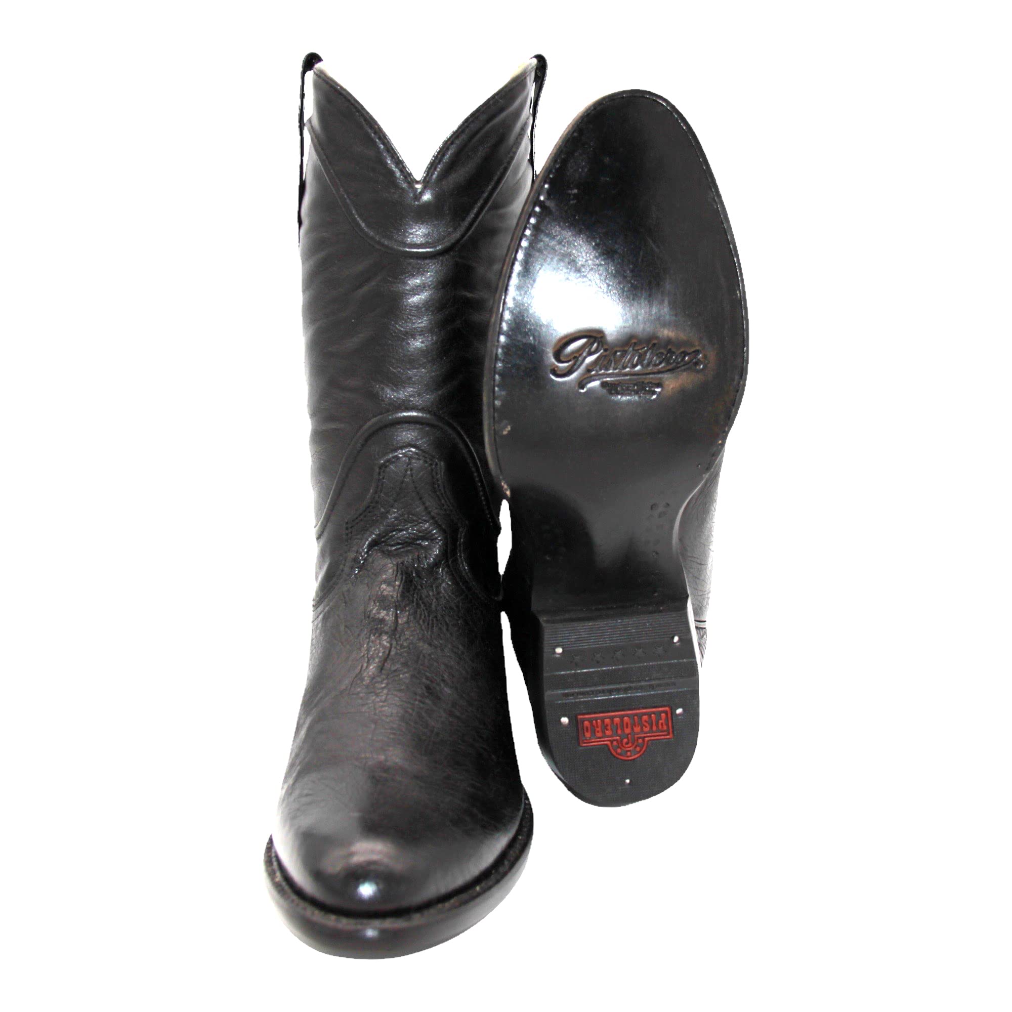 Men's Smooth Genuine Ostrich Leather Black Dress Cowboy Boot
