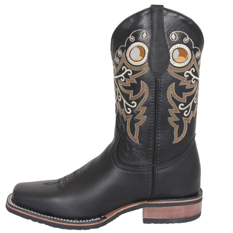 Mens Genuine Leather Cowboy Square Toe Western Rodeo Boots