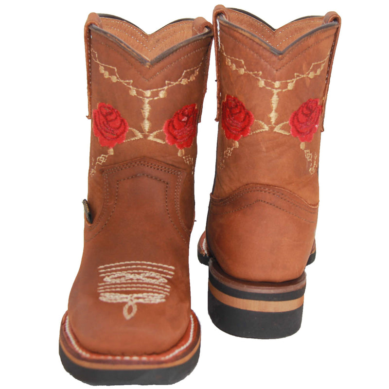 Little Girls Rose Floral Embroidered Cowgirl Boot