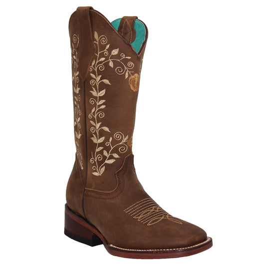 Womens Western Square Toe Leather Boots