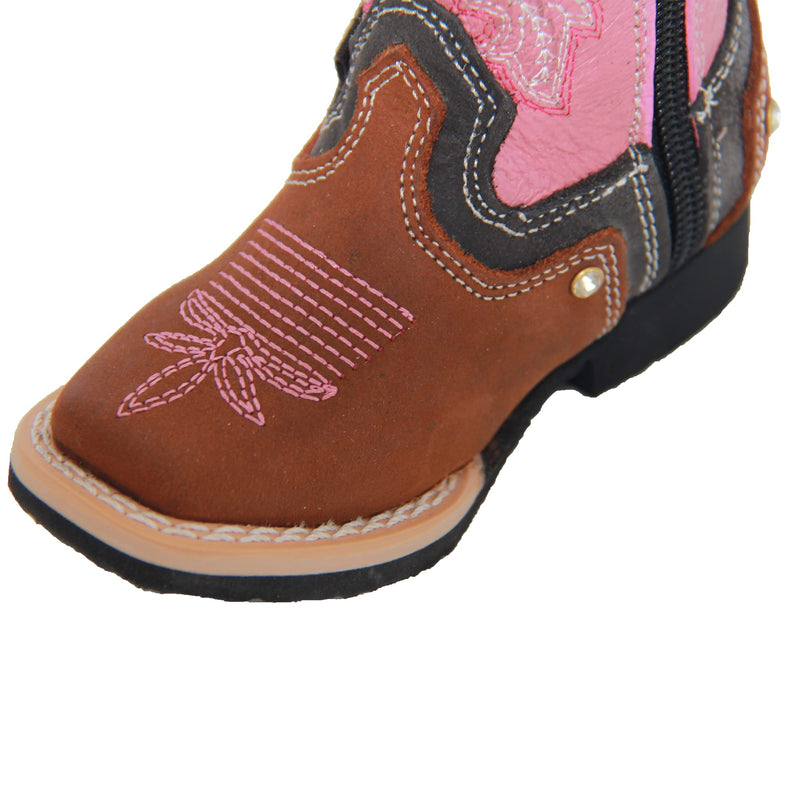 Infant Toddler Girls Pink Embroidered Cowboy Boot