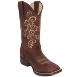 Womens Embroidered Leather Cowgirl Cowboy Square Toe Western Boots