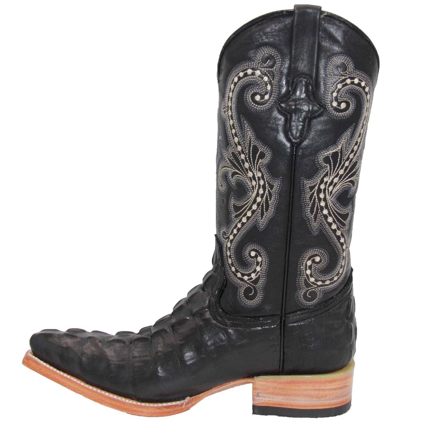 Mens Crocodile Alligator Print Leather Snip Toe Western Boots