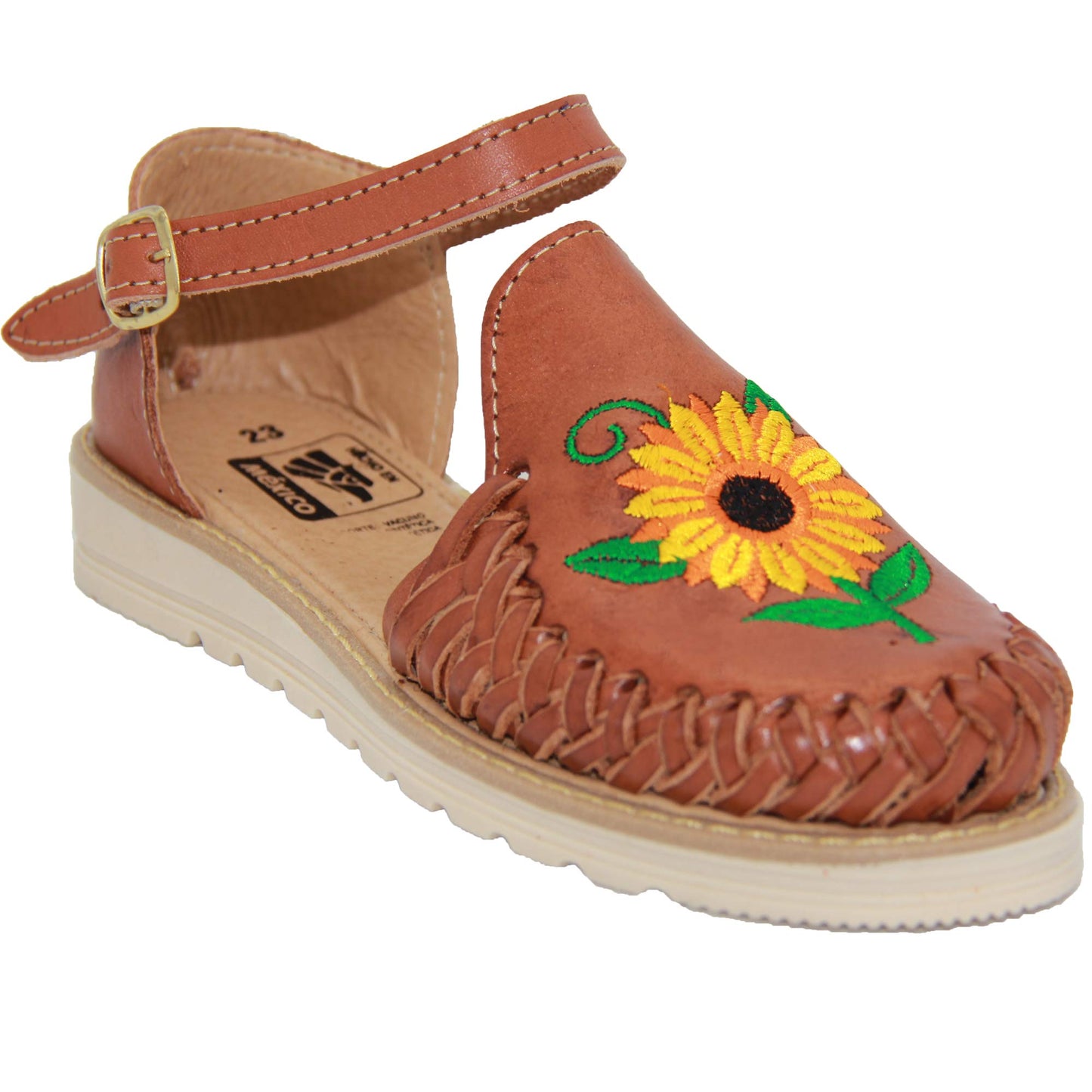 Women's Brown Leather Sunflower Huarache Sandal