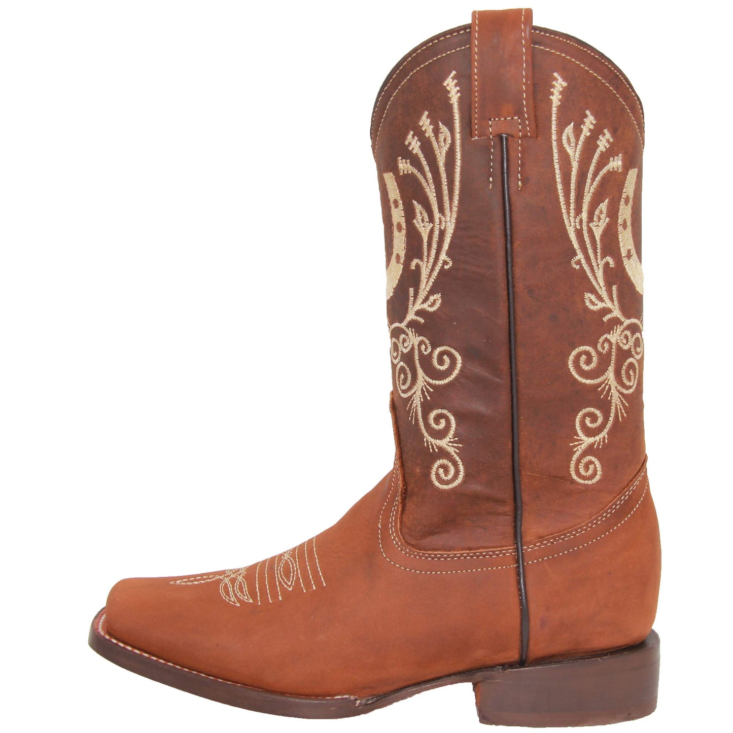 Women’s Leather Horse Shoe Stitched Cowboy Boots