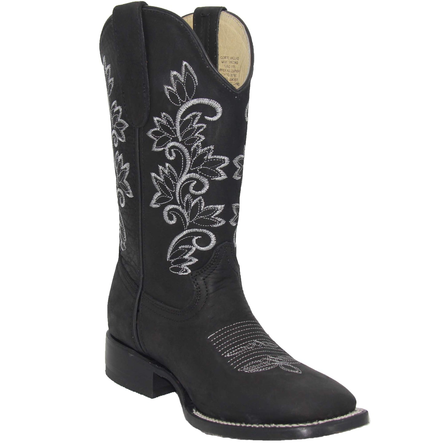 Womens Embroidered Leather Cowgirl Cowboy Square Toe Western Boots