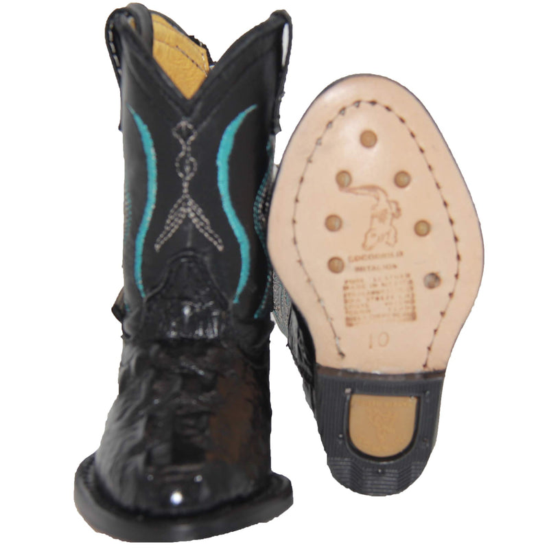 Toddler Infant Crocodile Print Oval Toe Western Boot