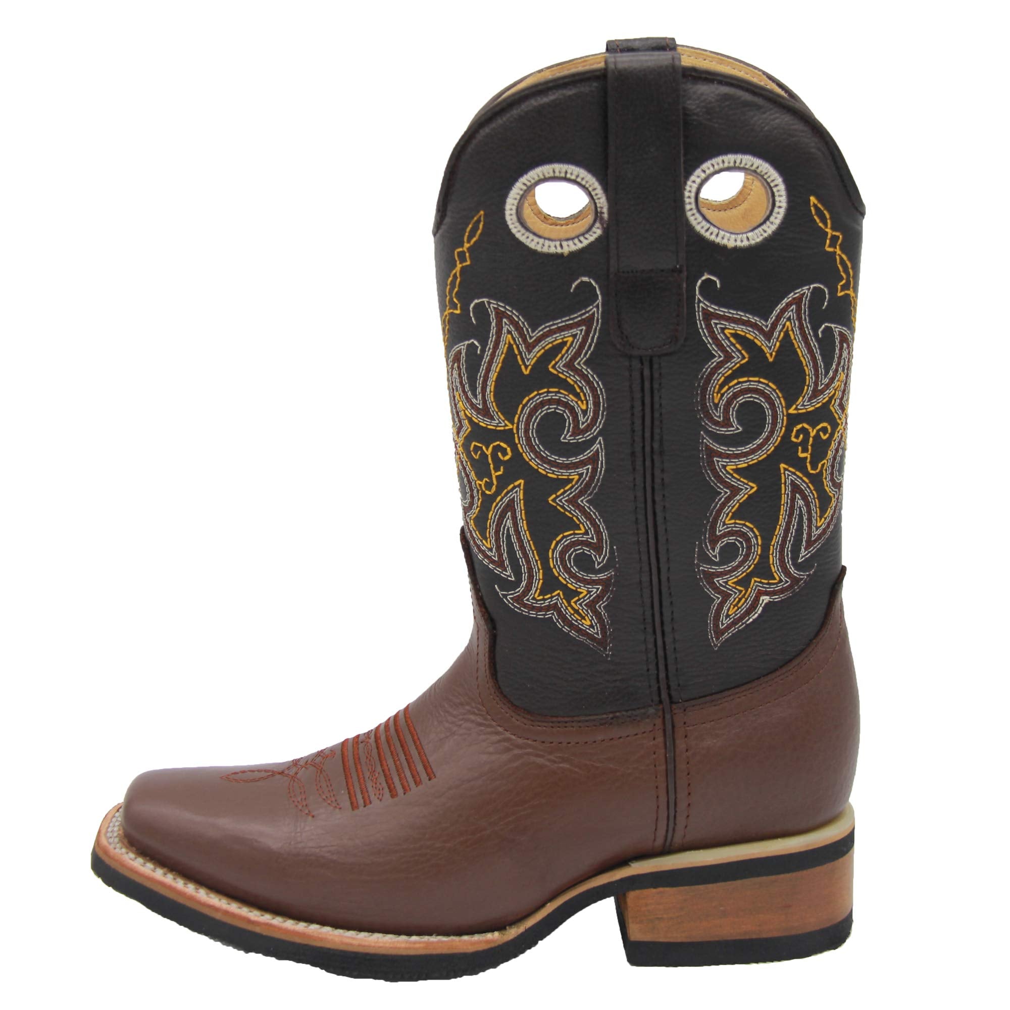 Mens Genuine Leather Cowboy Square Toe Rodeo Boots with Free Belt