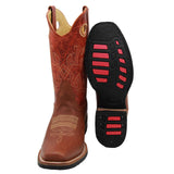 Mens Genuine Leather Cowboy Square Toe Rodeo Boots with Free Belt