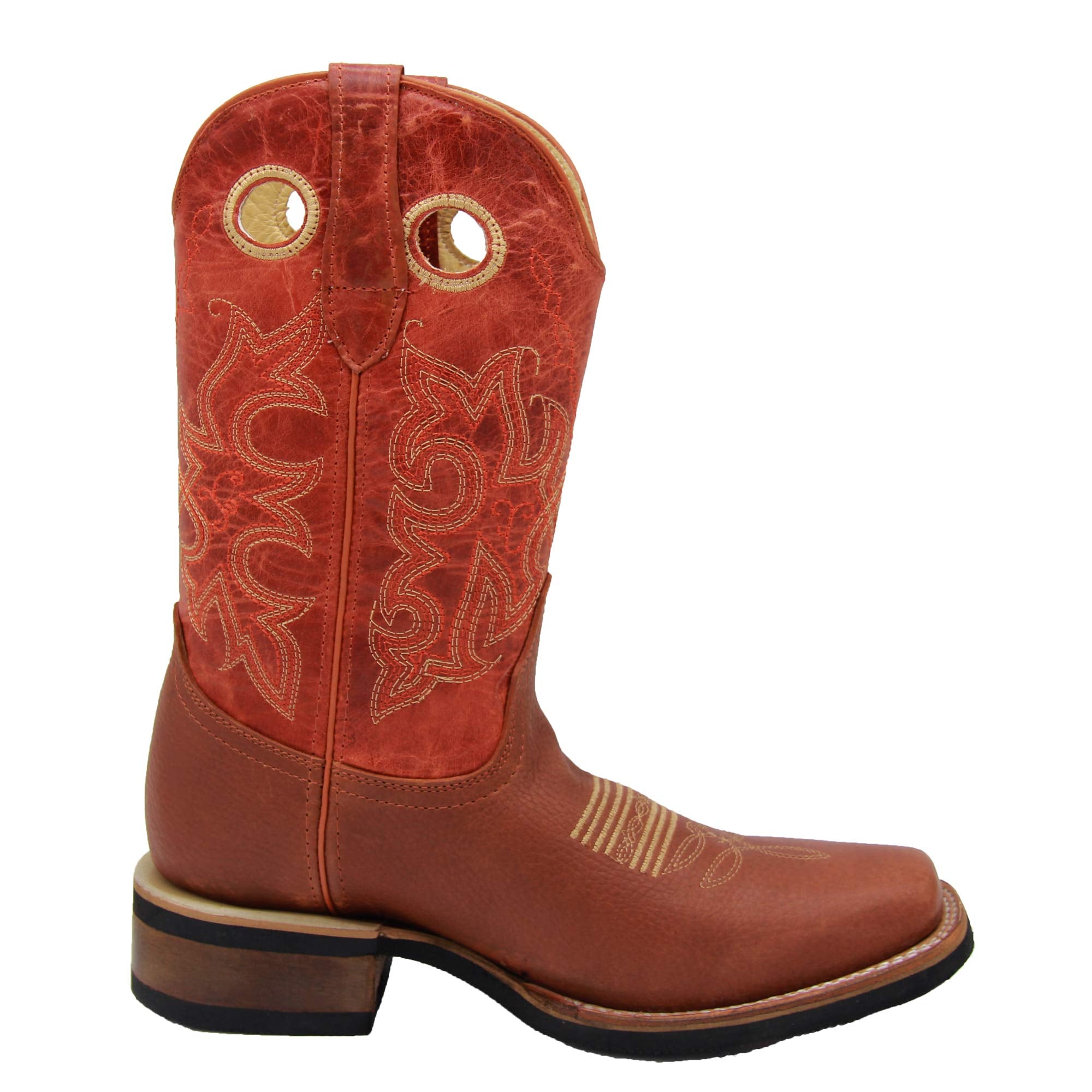 Mens Genuine Leather Cowboy Square Toe Rodeo Boots with Free Belt