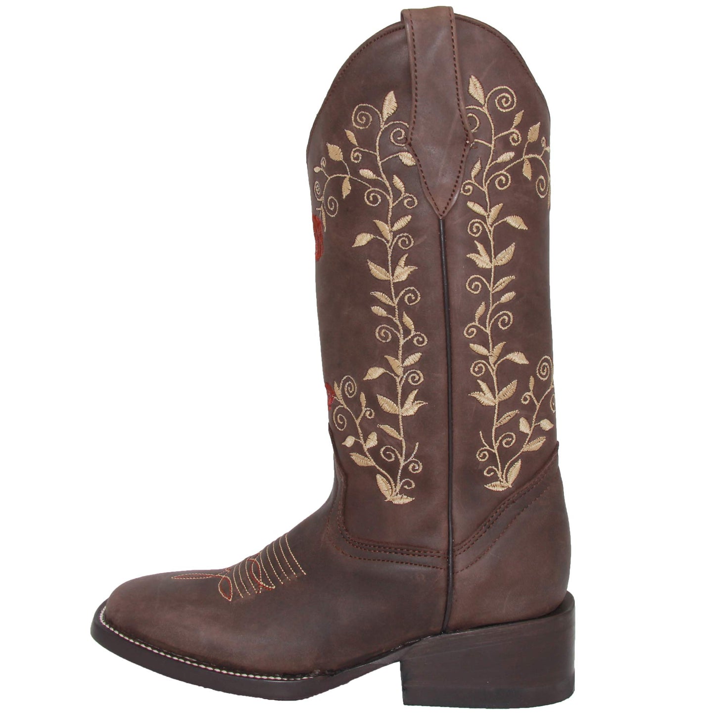 Womens Western Square Toe Leather Boots