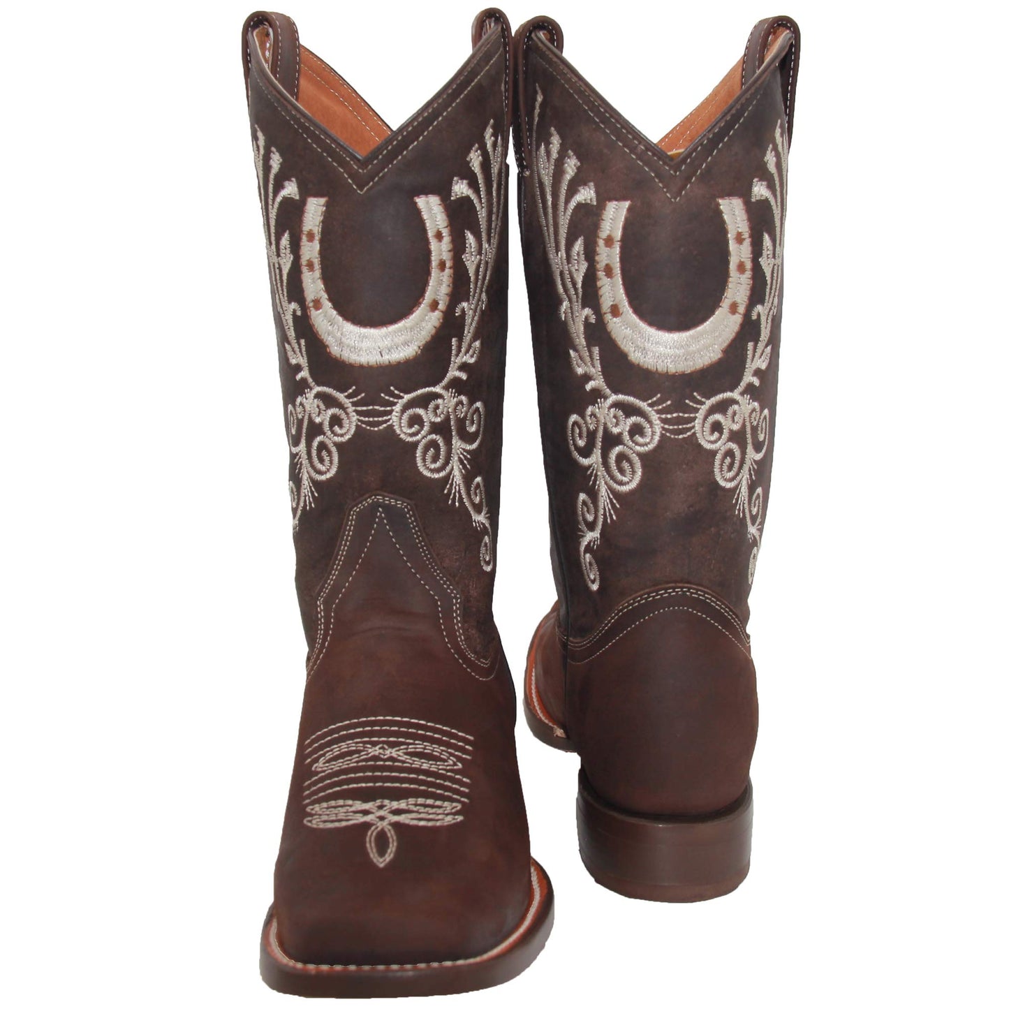 Women’s Leather Horse Shoe Stitched Cowboy Boots